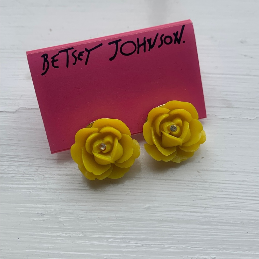 Betsey Johnson Yellow Floral Earrings